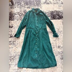 Eddie Bauer vintage corduroy green dress